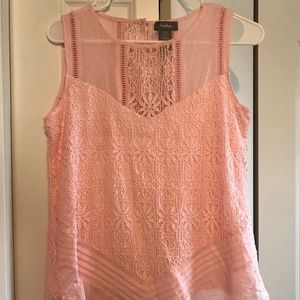 Neimen Marcus pink lace sleeveless tunic XS